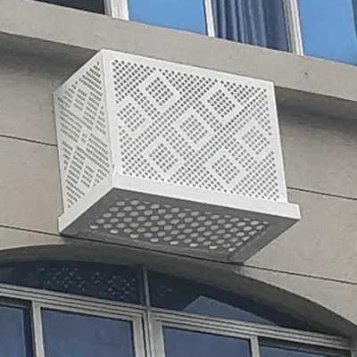 白色冲孔镂空空调外机罩细节图