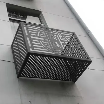 深灰激光图案铝单板空调罩细节图