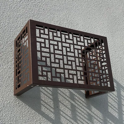 冲孔铝板白色圆孔空调罩细节图