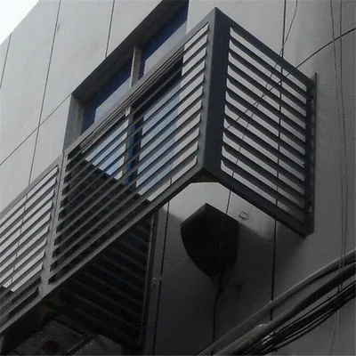 咖啡色铝合金百叶空调外机罩细节图
